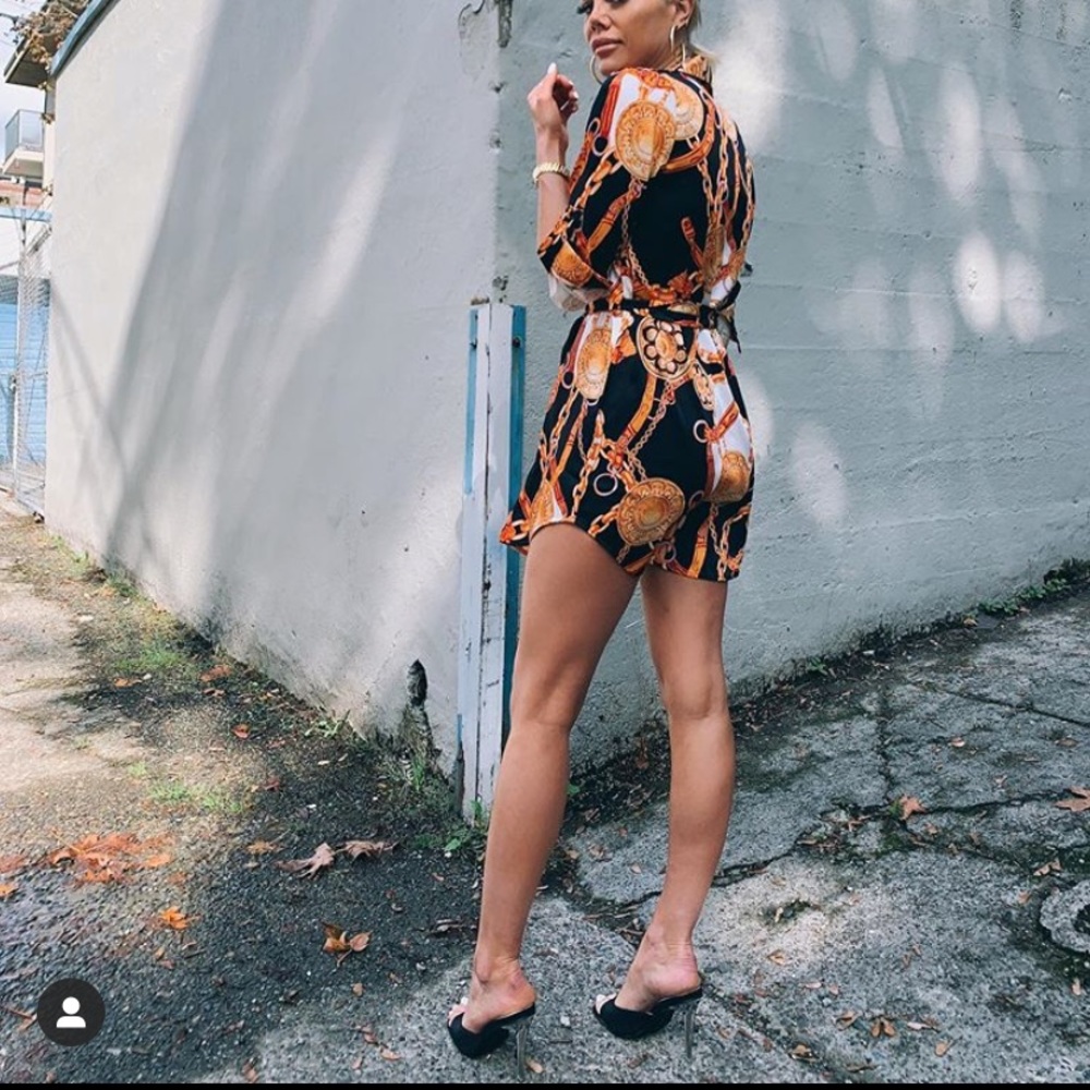 Chain print shirt dress